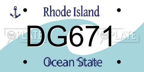 DG671 Rhode Island License Plate