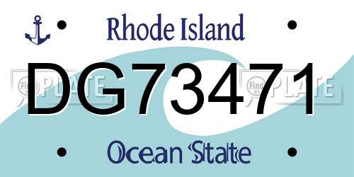 DG73471 Rhode Island License Plate