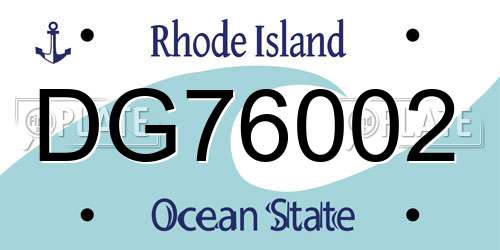 DG76002 Rhode Island License Plate
