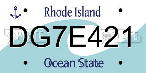 DG7E421 Rhode Island License Plate