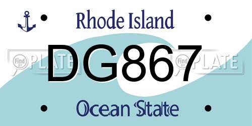 DG867 Rhode Island License Plate