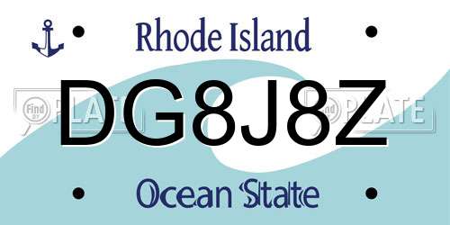 DG8J8Z Rhode Island License Plate