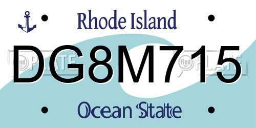 DG8M715 Rhode Island License Plate