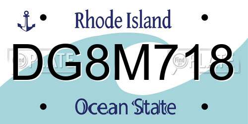 DG8M718 Rhode Island License Plate