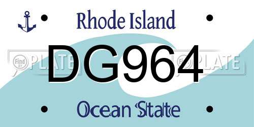 DG964 Rhode Island License Plate