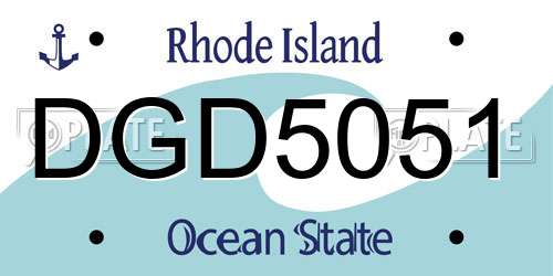 DGD5051 Rhode Island License Plate
