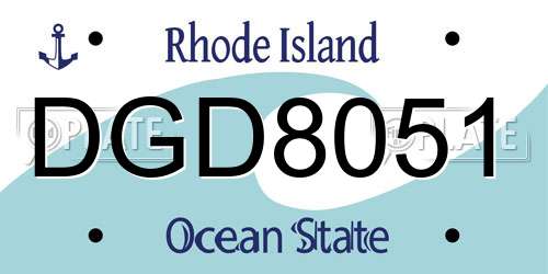DGD8051 Rhode Island License Plate