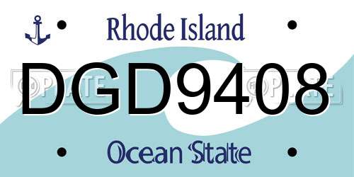 DGD9408 Rhode Island License Plate