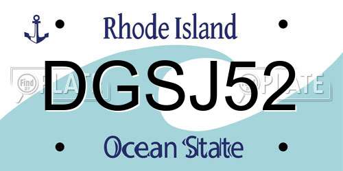 DGSJ52 Rhode Island License Plate