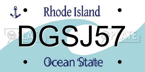 DGSJ57 Rhode Island License Plate