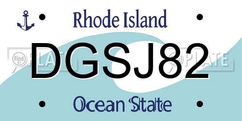 DGSJ82 Rhode Island License Plate