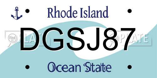 DGSJ87 Rhode Island License Plate
