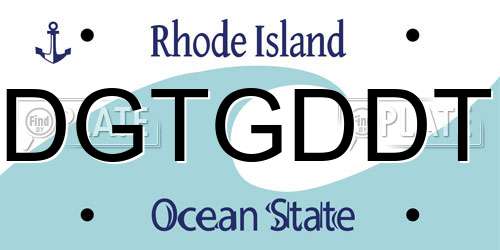 DGTGDDT Rhode Island License Plate