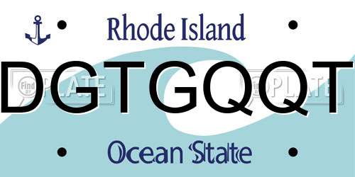 DGTGQQT Rhode Island License Plate