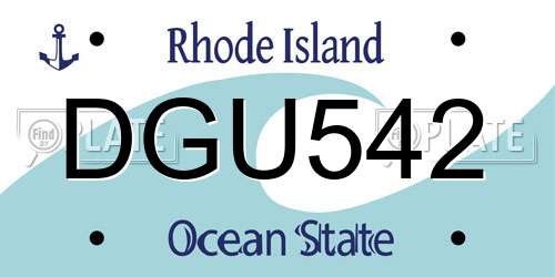 DGU542 Rhode Island License Plate