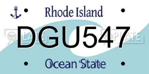 DGU547 Rhode Island License Plate