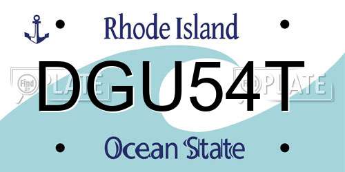 DGU54T Rhode Island License Plate