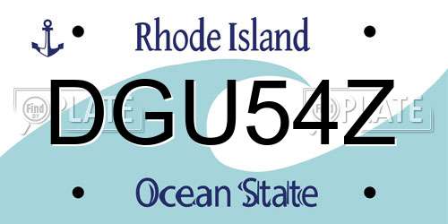 DGU54Z Rhode Island License Plate