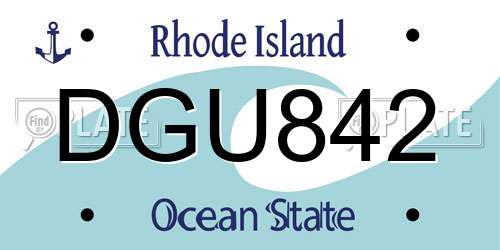 DGU842 Rhode Island License Plate