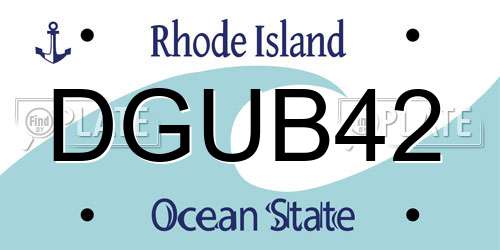DGUB42 Rhode Island License Plate
