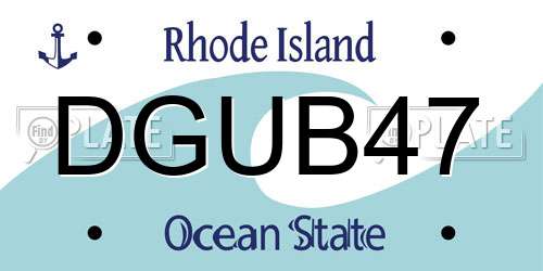 DGUB47 Rhode Island License Plate