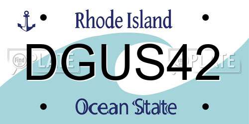 DGUS42 Rhode Island License Plate