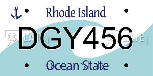 DGY456 Rhode Island License Plate