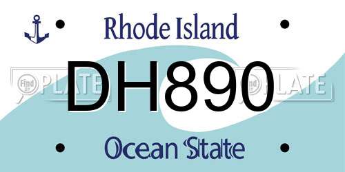 DH890 Rhode Island License Plate