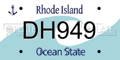 DH949 Rhode Island License Plate
