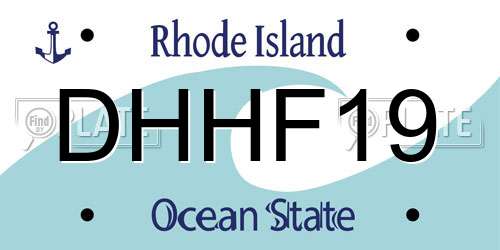 DHHF19 Rhode Island License Plate