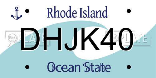 DHJK40 Rhode Island License Plate