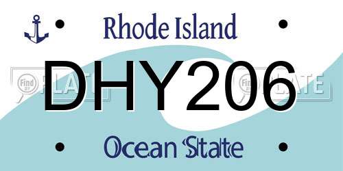 DHY206 Rhode Island License Plate