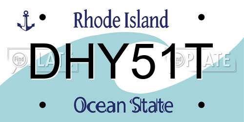 DHY51T Rhode Island License Plate