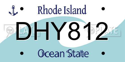 DHY812 Rhode Island License Plate