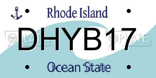 DHYB17 Rhode Island License Plate