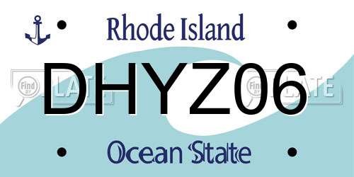 DHYZ06 Rhode Island License Plate