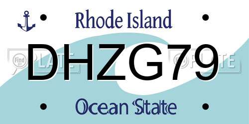 DHZG79 Rhode Island License Plate