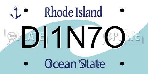 DI1N7O Rhode Island License Plate