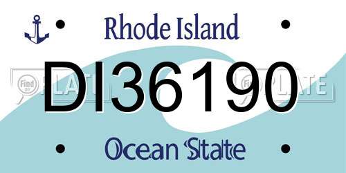 DI36190 Rhode Island License Plate