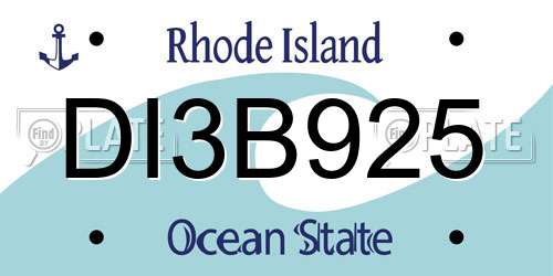 DI3B925 Rhode Island License Plate