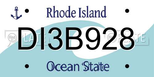 DI3B928 Rhode Island License Plate
