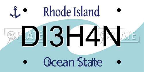 DI3H4N Rhode Island License Plate