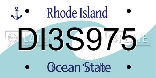 DI3S975 Rhode Island License Plate