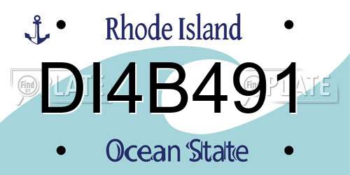 DI4B491 Rhode Island License Plate