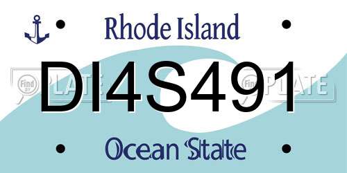 DI4S491 Rhode Island License Plate