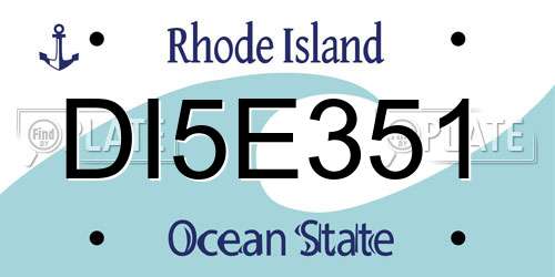DI5E351 Rhode Island License Plate