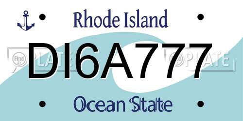 DI6A777 Rhode Island License Plate