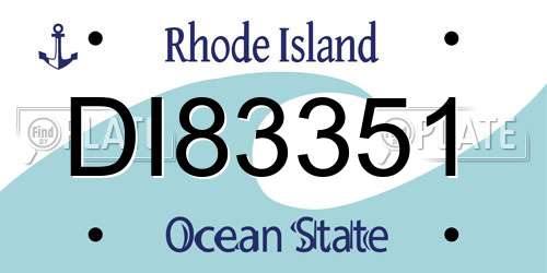 DI83351 Rhode Island License Plate