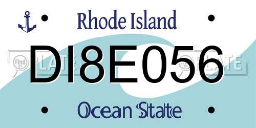 DI8E056 Rhode Island License Plate