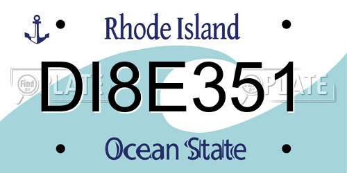 DI8E351 Rhode Island License Plate